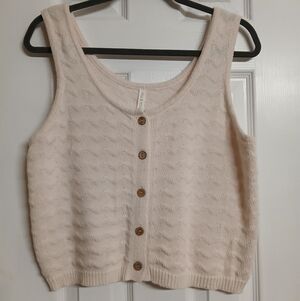 MIA & TESS Light Pink Knit Button-Up Tank Top - Size L